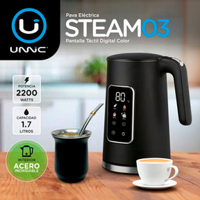 Pava Eléctrica Unnic Pantalla Digital Táctil Acero Inoxidable 1.7 L
