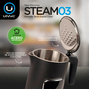 Pava Eléctrica Unnic Pantalla Digital Táctil Acero Inoxidable 1.7 L