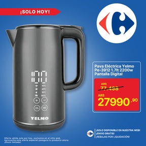 Pava Eléctrica Yelmo Pe-3912 1.7lt 2200w Pantalla Digital